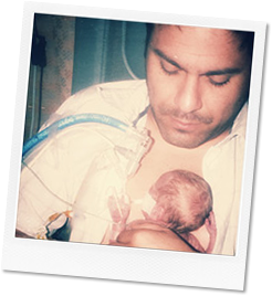 Paula’s husband, Ivan, holding baby Santiago in April 2012
