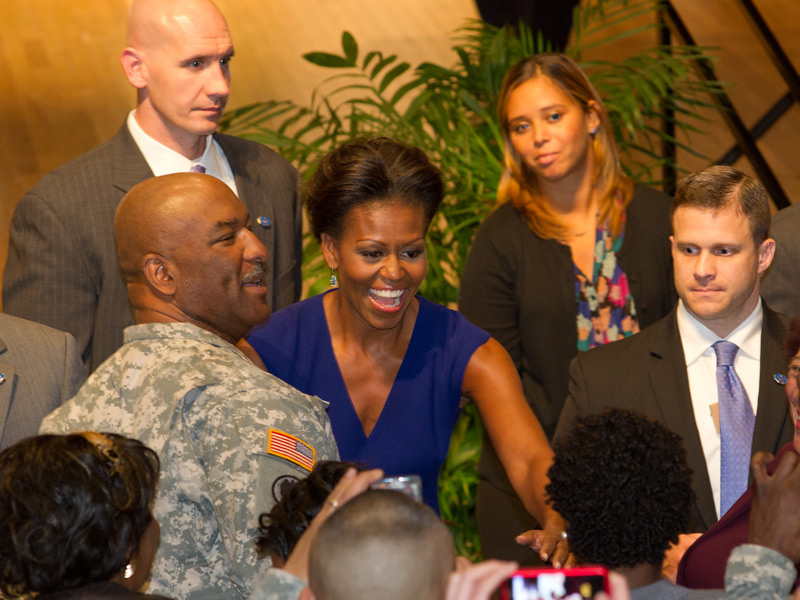 Michelle Obama meeting members of the audience