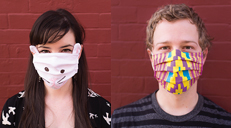 VCU students modeling hospital masks