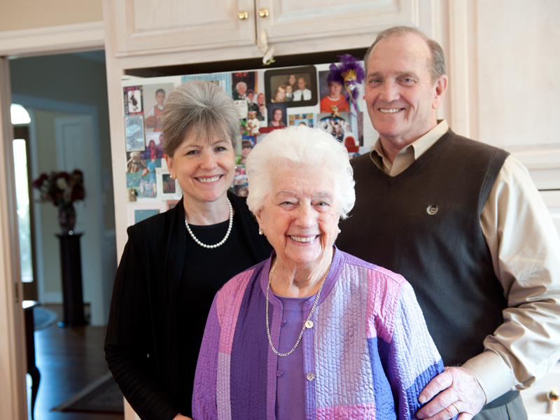 Mary with her daughter, Cathy Wilson, and son-in-law, Don Wilson, in 2013