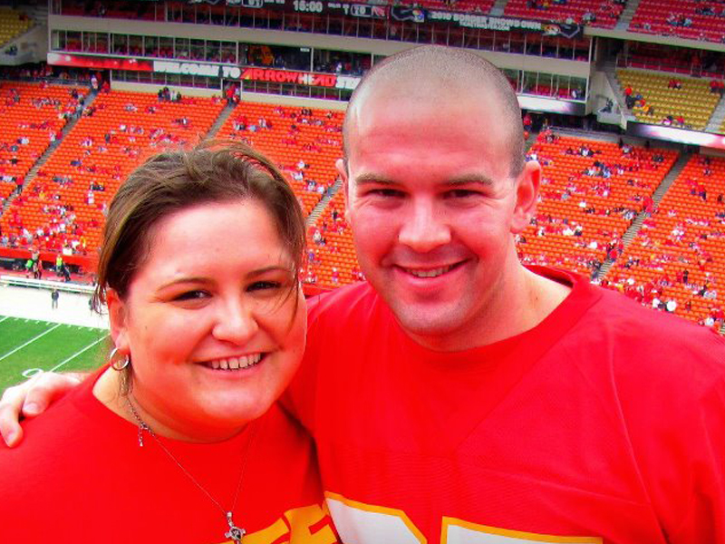 Tony and his wife, Sharon, at a Kansas City Chiefs football game, before his accident