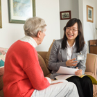 Pharmacy student with senior-living resident