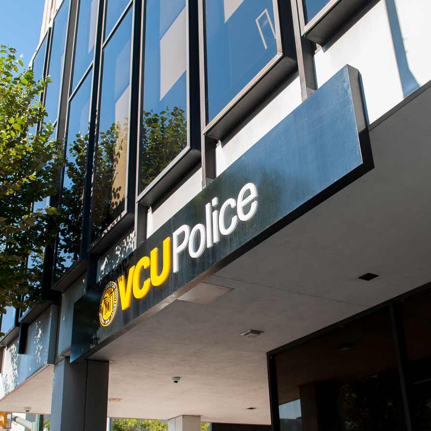 VCU Police sign over entrance to headquarters