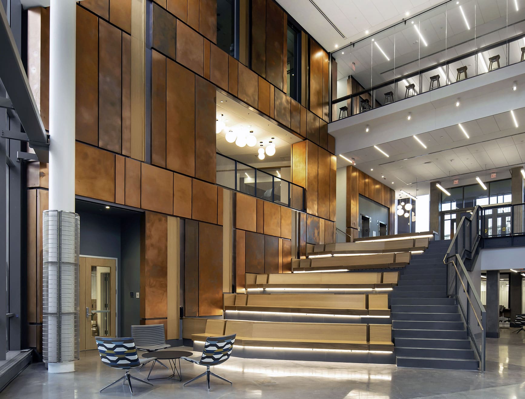 Staircase leading to the Collaboration Hub. (College of Engineering)